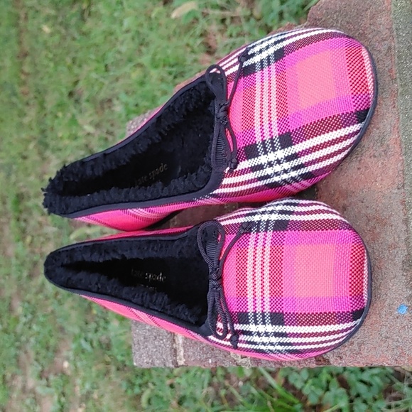 Kate Spade Honey Sherling Pink Multi Plaid Flat Size 7.5 (3472) - Picture 2 of 8
